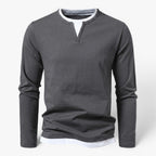 Old Fortune | Heren T-shirt met Lange Mouwen en V-hals met Split