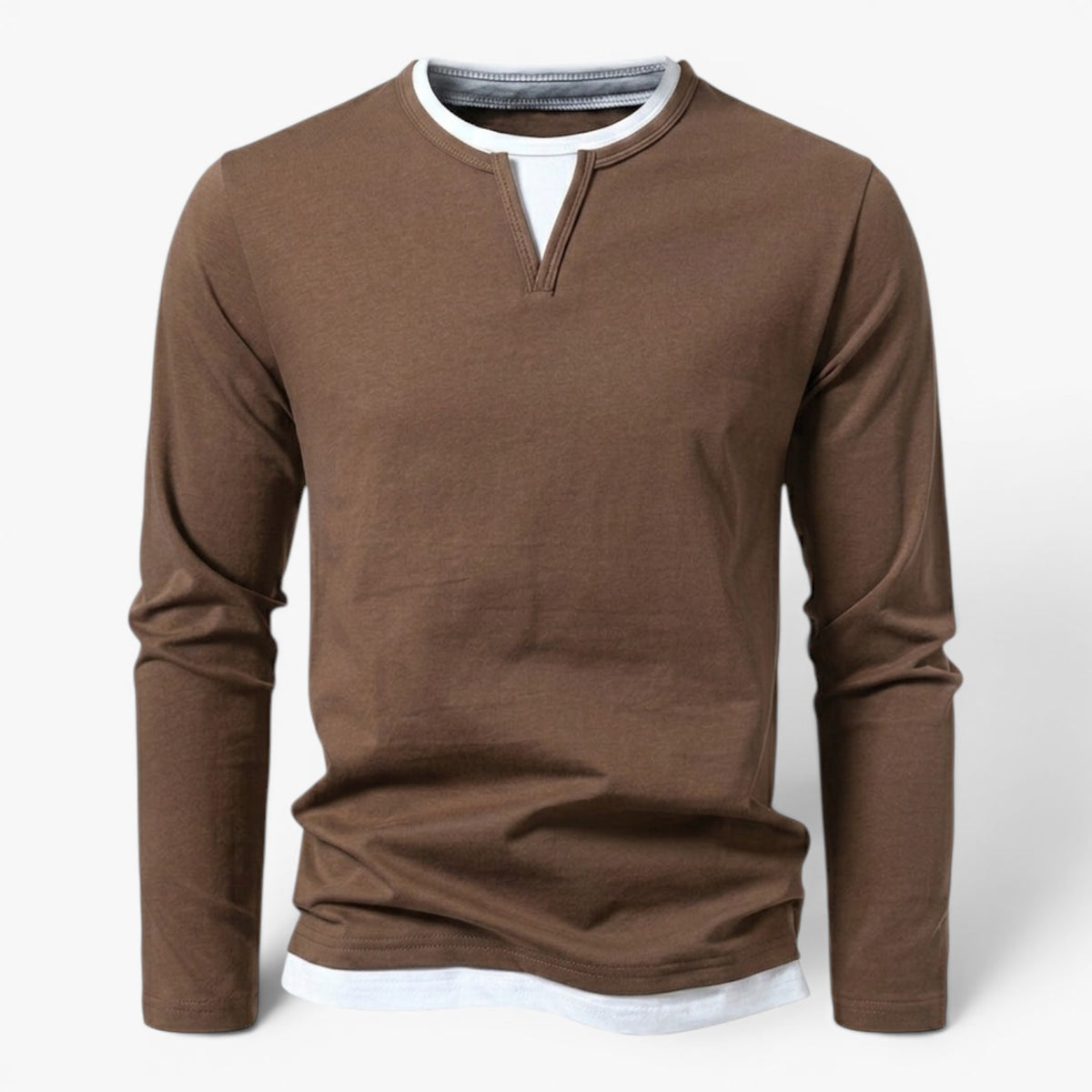 Old Fortune | Heren T-shirt met Lange Mouwen en V-hals met Split