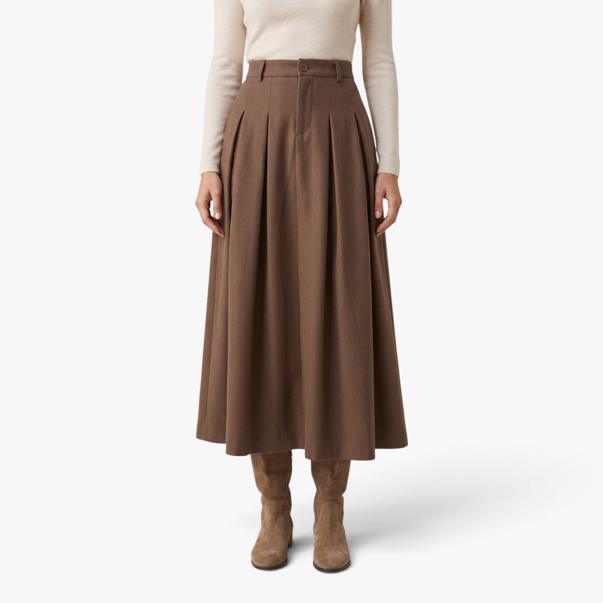 Old Fortune | Women's High-Waisted Pleated Maxi Skirt