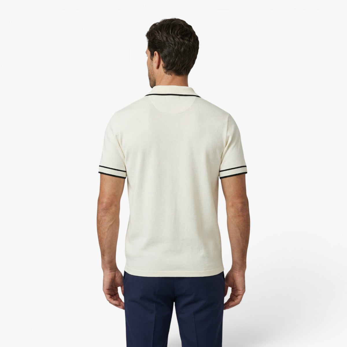 Old Fortune | Heren polo met contrasterende knoopafwerking  