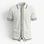 Old Fortune | Heren polo met contrasterende knoopafwerking  