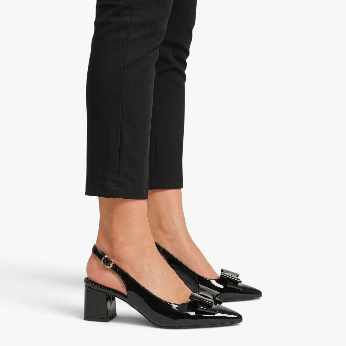 Old Fortune | Damskie Czółenka Slingback z Kokardą i Szpiczastym Noskiem