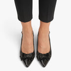 Old Fortune | Damskie Czółenka Slingback z Kokardą i Szpiczastym Noskiem