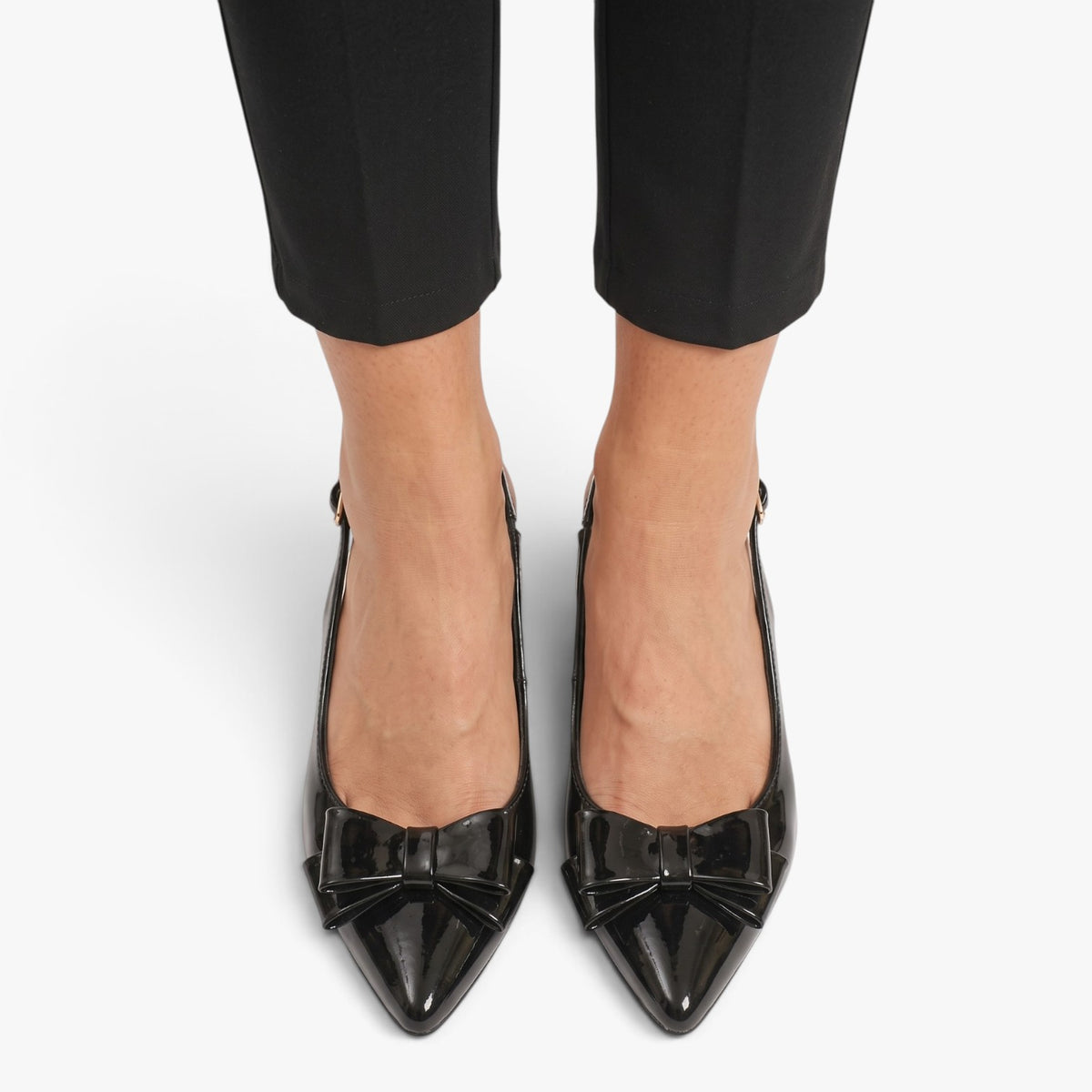 Old Fortune | Damskie Czółenka Slingback z Kokardą i Szpiczastym Noskiem