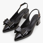 Old Fortune | Damskie Czółenka Slingback z Kokardą i Szpiczastym Noskiem