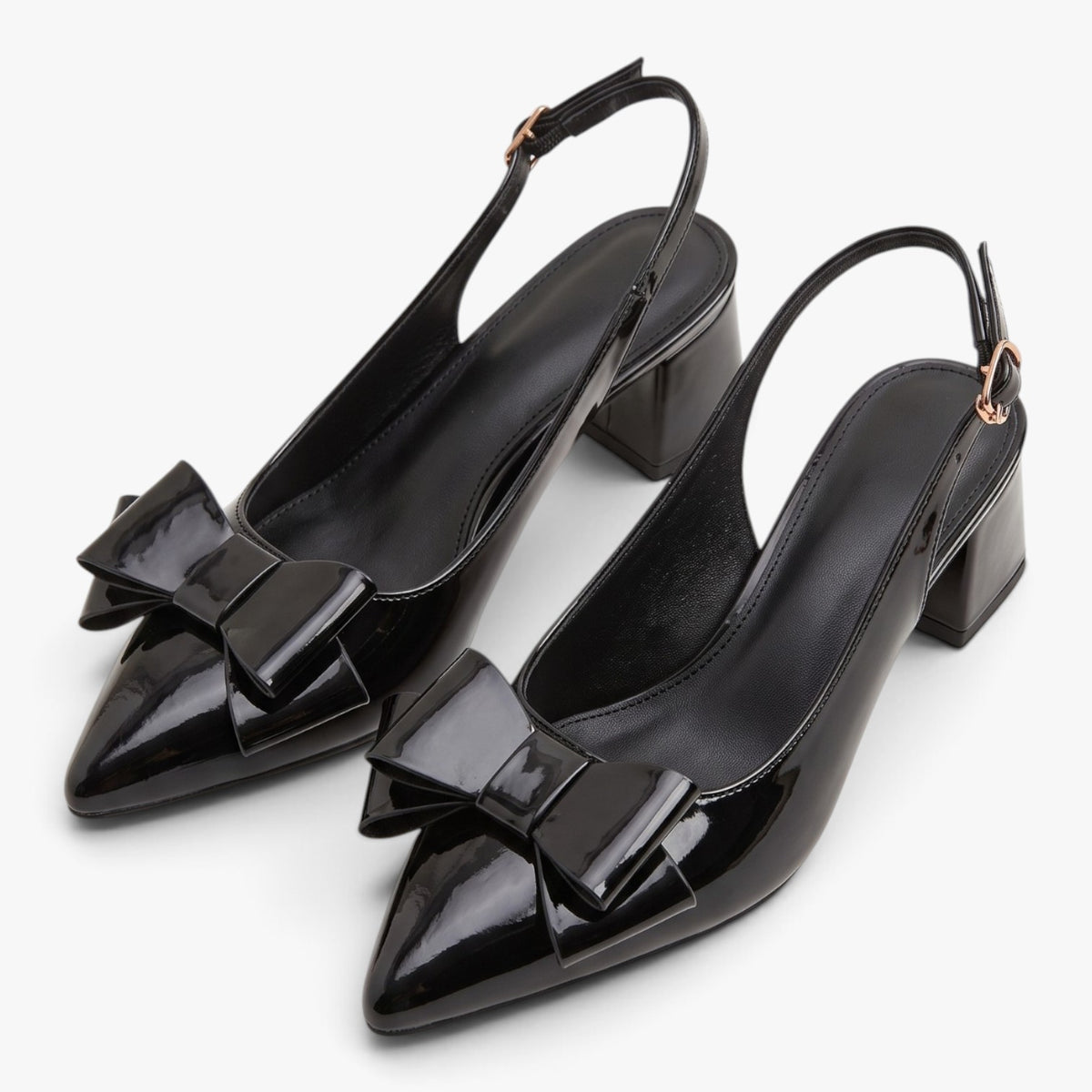 Old Fortune | Damskie Czółenka Slingback z Kokardą i Szpiczastym Noskiem