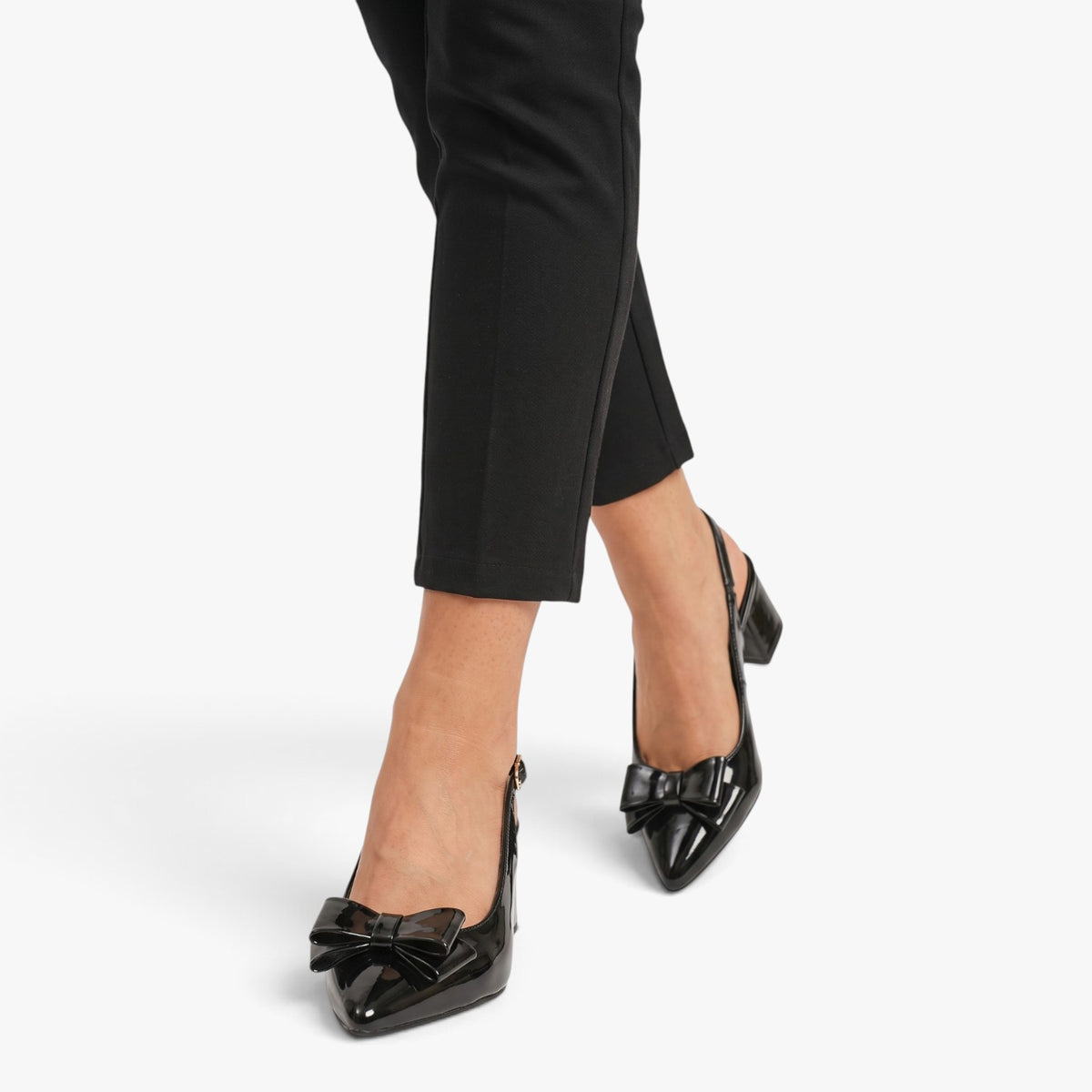 Old Fortune | Damskie Czółenka Slingback z Kokardą i Szpiczastym Noskiem