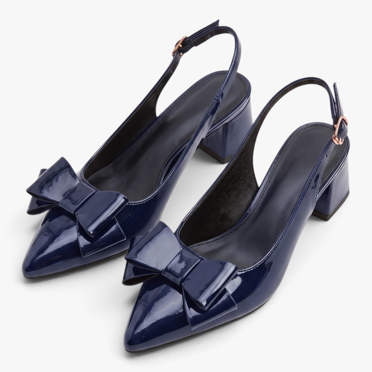 Old Fortune | Damskie Czółenka Slingback z Kokardą i Szpiczastym Noskiem