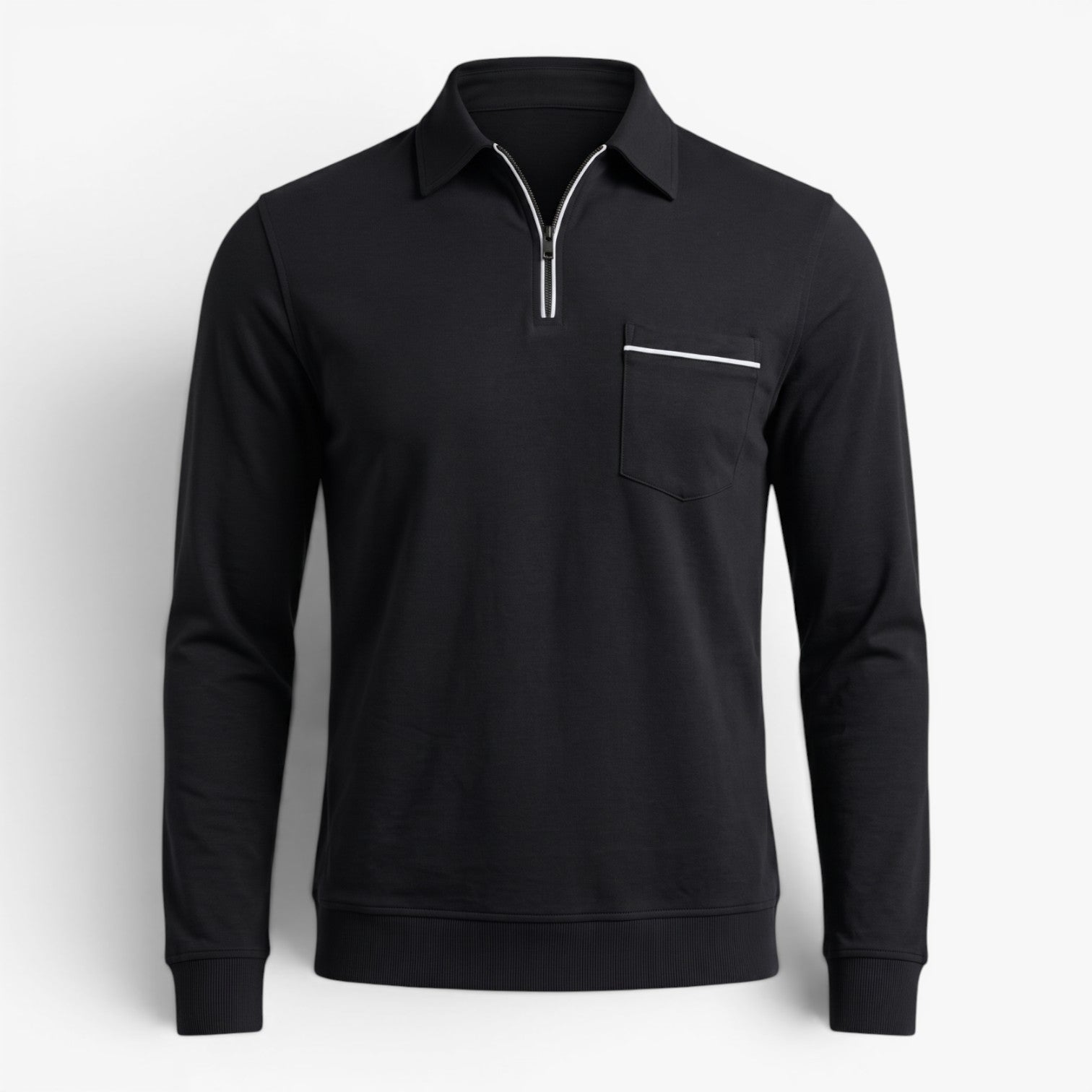 Old Fortune | Heren Polo met Lange Mouwen en Rits Slim Fit