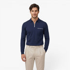 Old Fortune | Heren Polo met Lange Mouwen en Rits Slim Fit