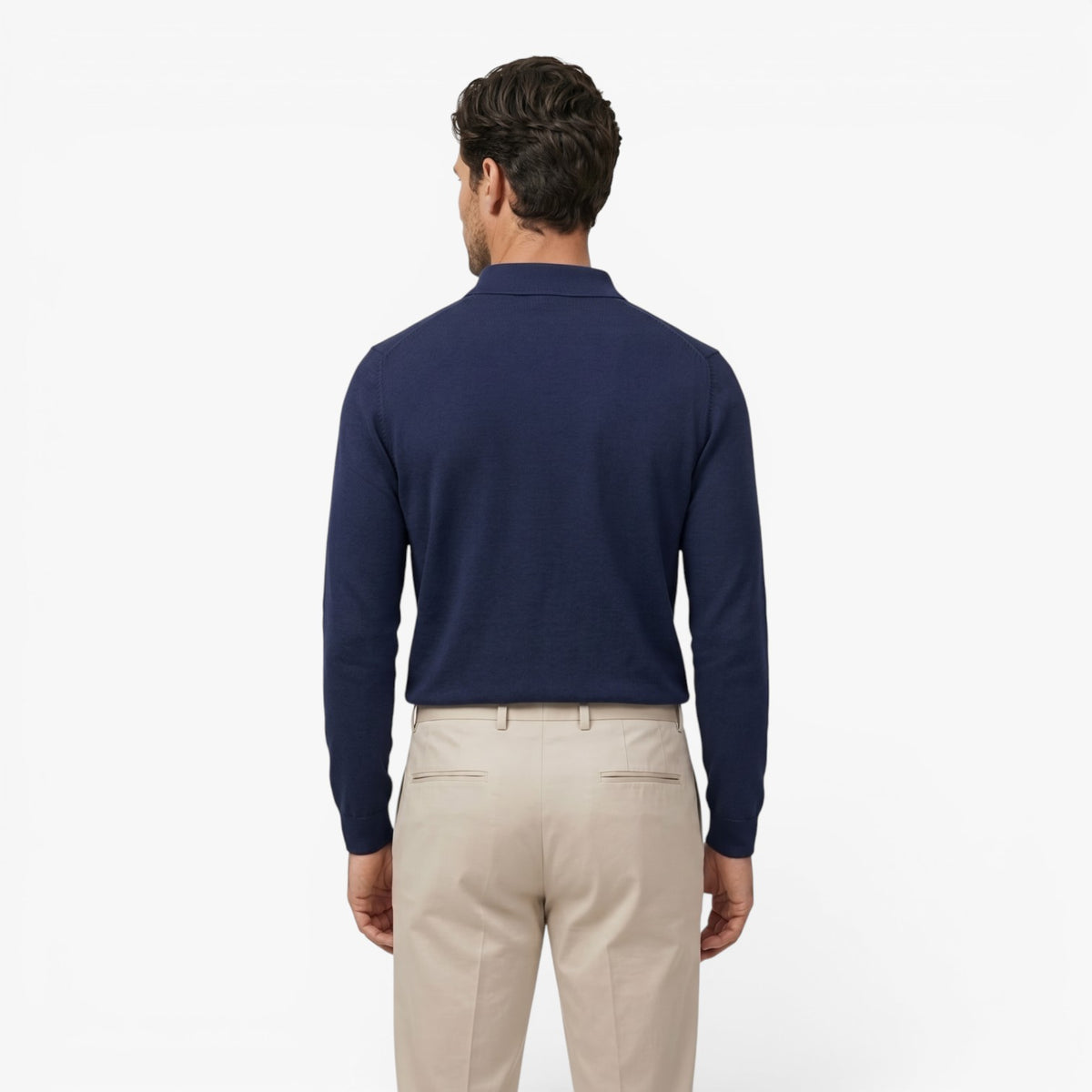 Old Fortune | Heren Polo met Lange Mouwen en Rits Slim Fit
