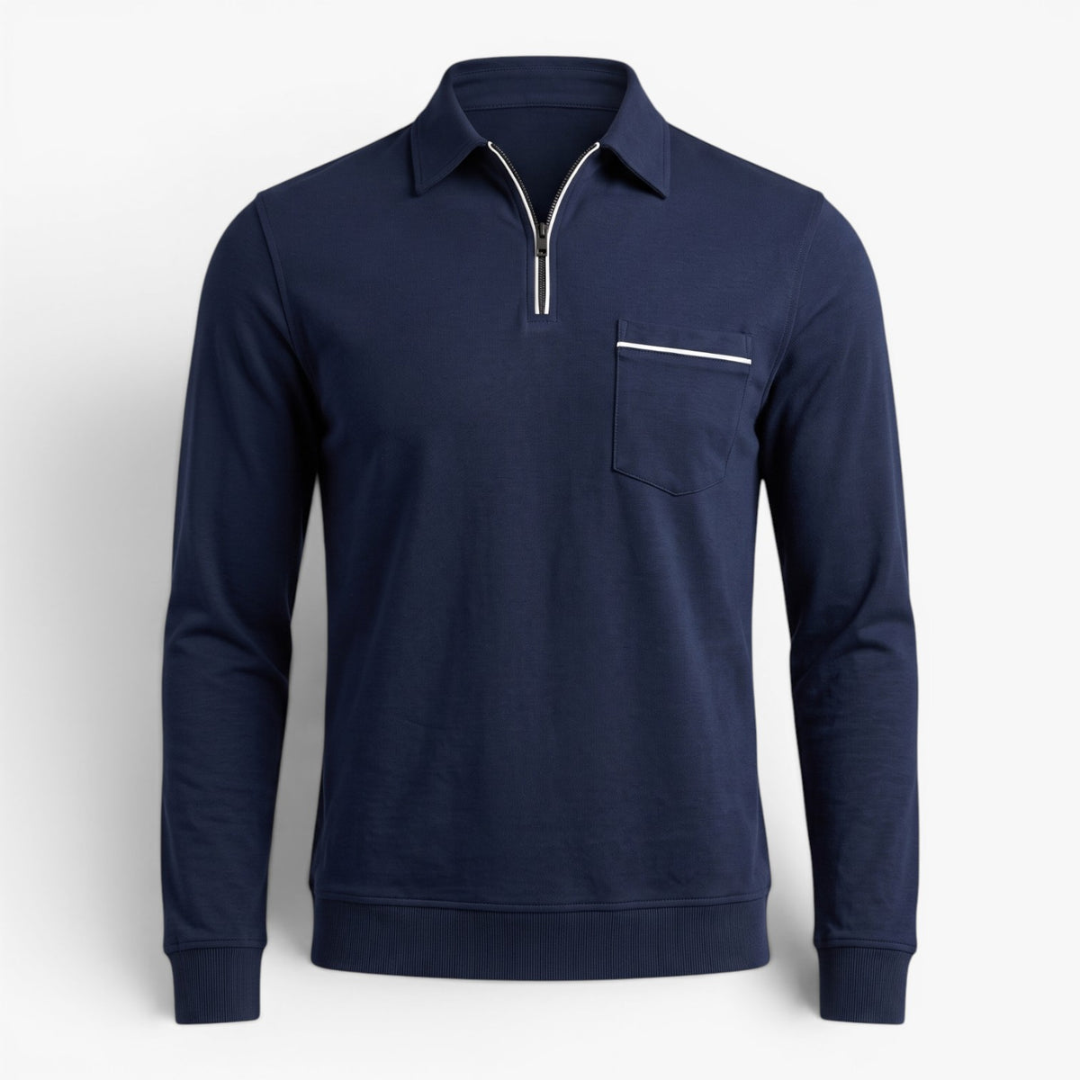 Old Fortune | Heren Polo met Lange Mouwen en Rits Slim Fit