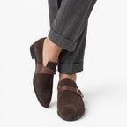 Old Fortune | Herren Wildleder-Mokassins mit Monk-Strap und Schnalle, elegante Slipper