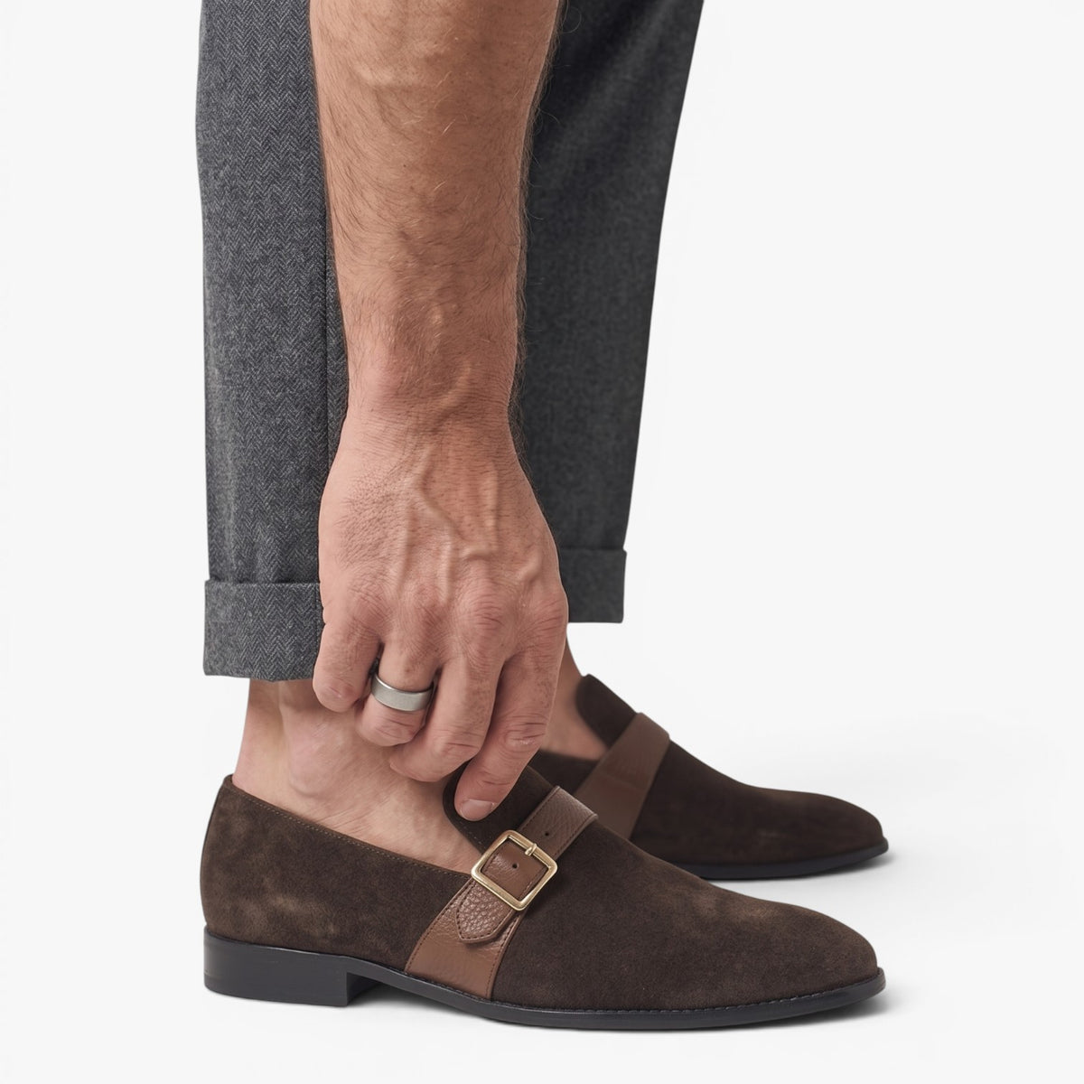 Old Fortune | Herren Wildleder-Mokassins mit Monk-Strap und Schnalle, elegante Slipper