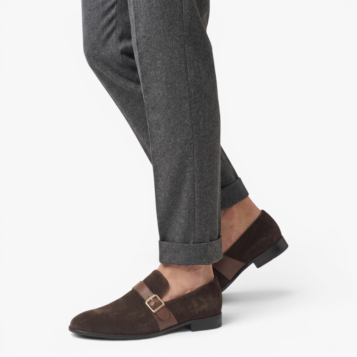 Old Fortune | Herren Wildleder-Mokassins mit Monk-Strap und Schnalle, elegante Slipper