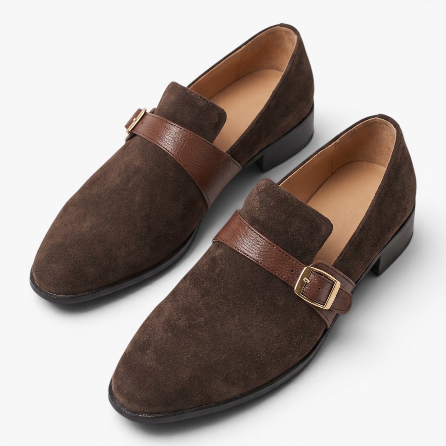 Old Fortune | Herren Wildleder-Mokassins mit Monk-Strap und Schnalle, elegante Slipper
