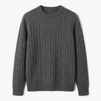 Old Fortune | Męski sweter z warkoczowym splotem i okrągłym dekoltem
