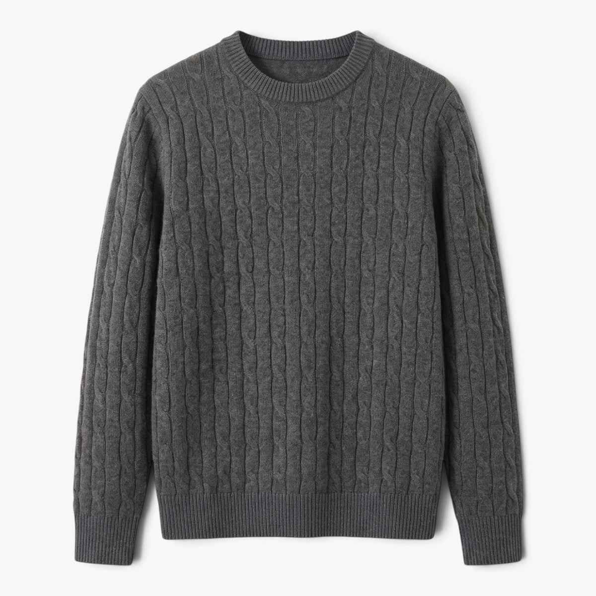 Old Fortune | Męski sweter z warkoczowym splotem i okrągłym dekoltem