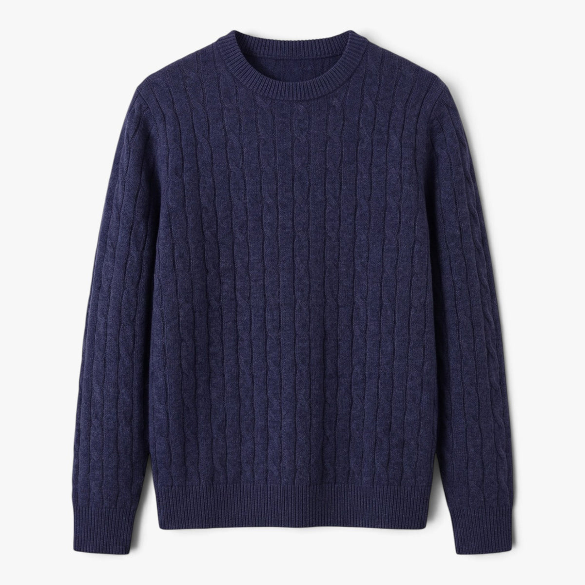 Old Fortune | Męski sweter z warkoczowym splotem i okrągłym dekoltem