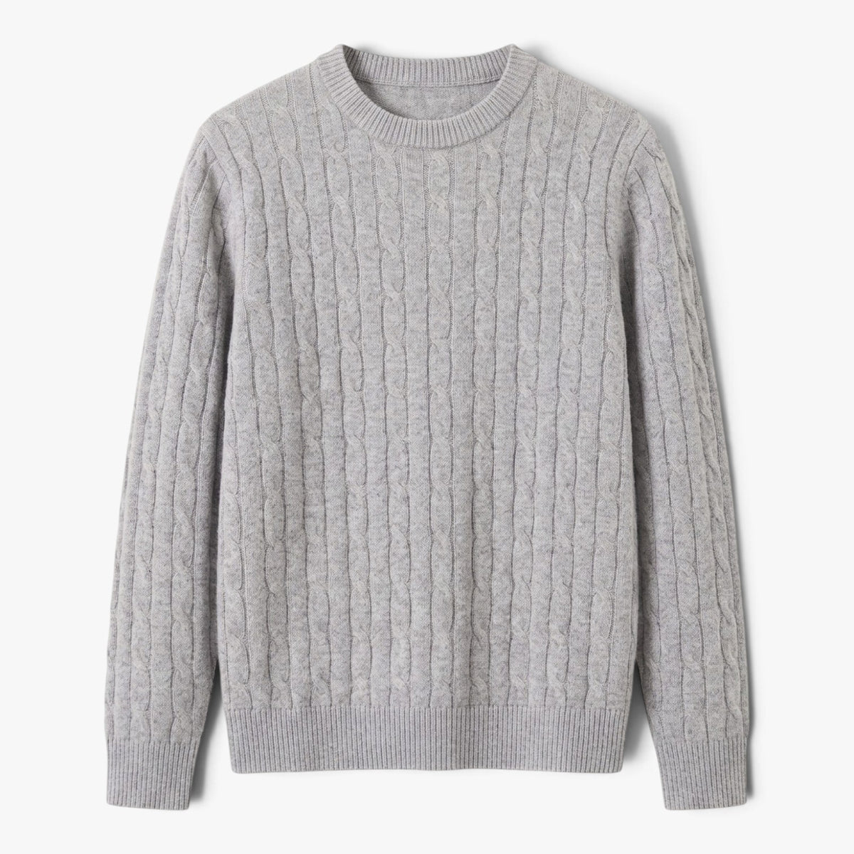 Old Fortune | Męski sweter z warkoczowym splotem i okrągłym dekoltem