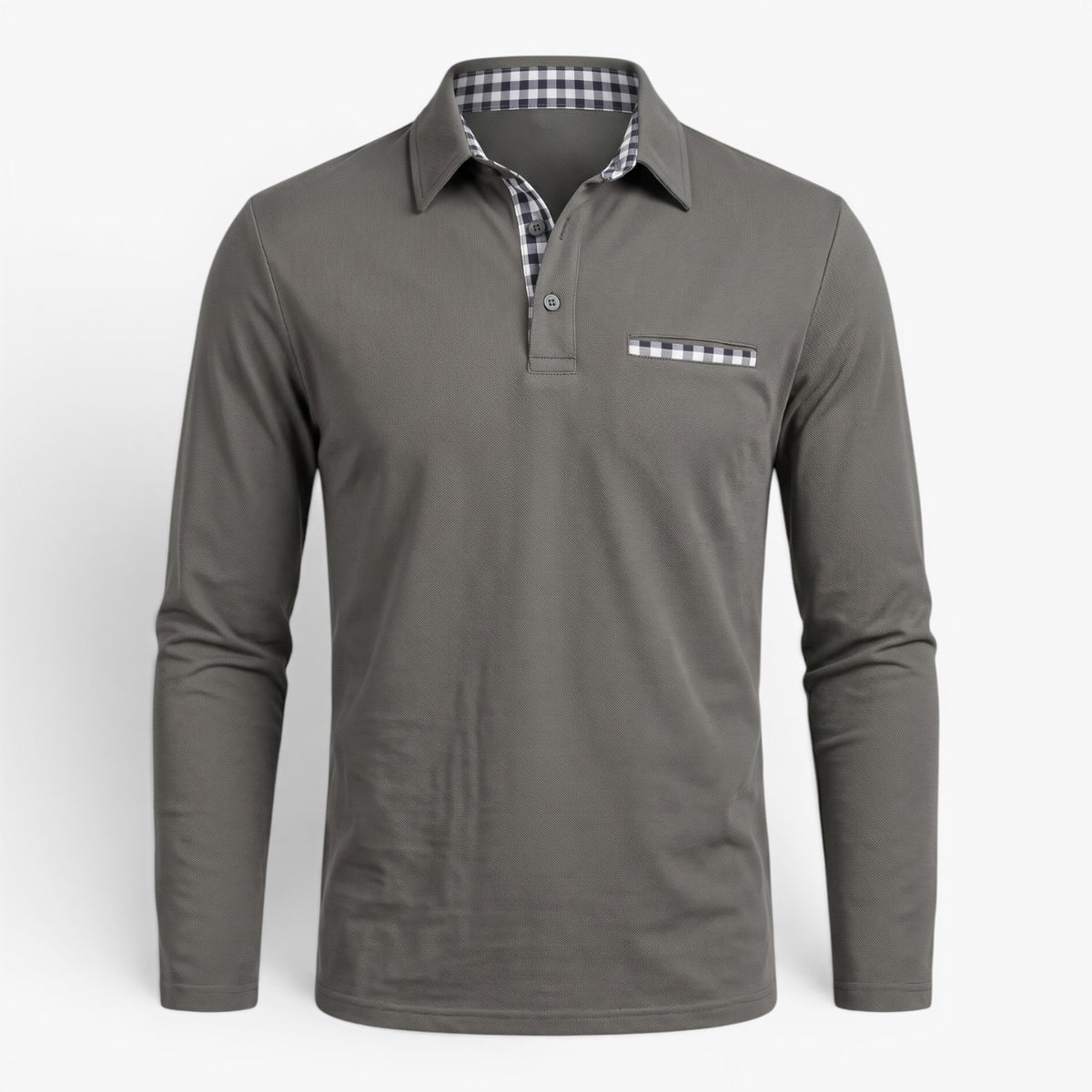 Old Fortune | Heren Polo met Lange Mouwen en Contrasterende Details
