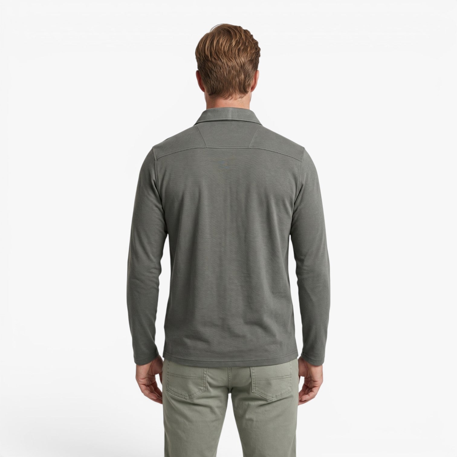 Old Fortune | Heren Polo met Lange Mouwen en Contrasterende Details