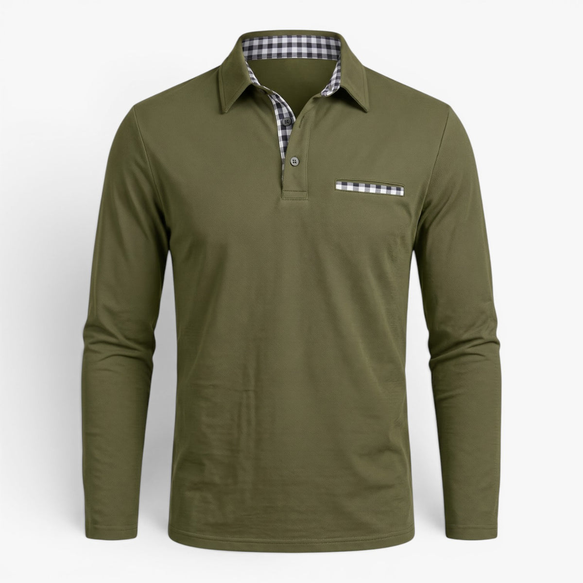 Old Fortune | Heren Polo met Lange Mouwen en Contrasterende Details