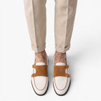 Old Fortune | Men's Canvas Monk Strap Loafers with Double Buckle Casual