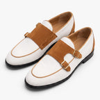 Old Fortune | Men's Canvas Monk Strap Loafers with Double Buckle Casual