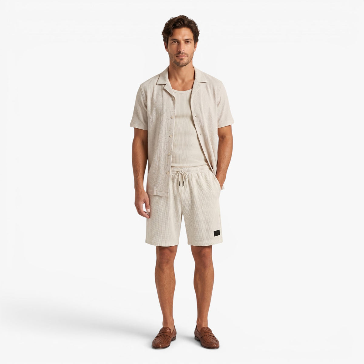 Old Fortune | Herren Waffle Coast Shorts mit elastischem Bund