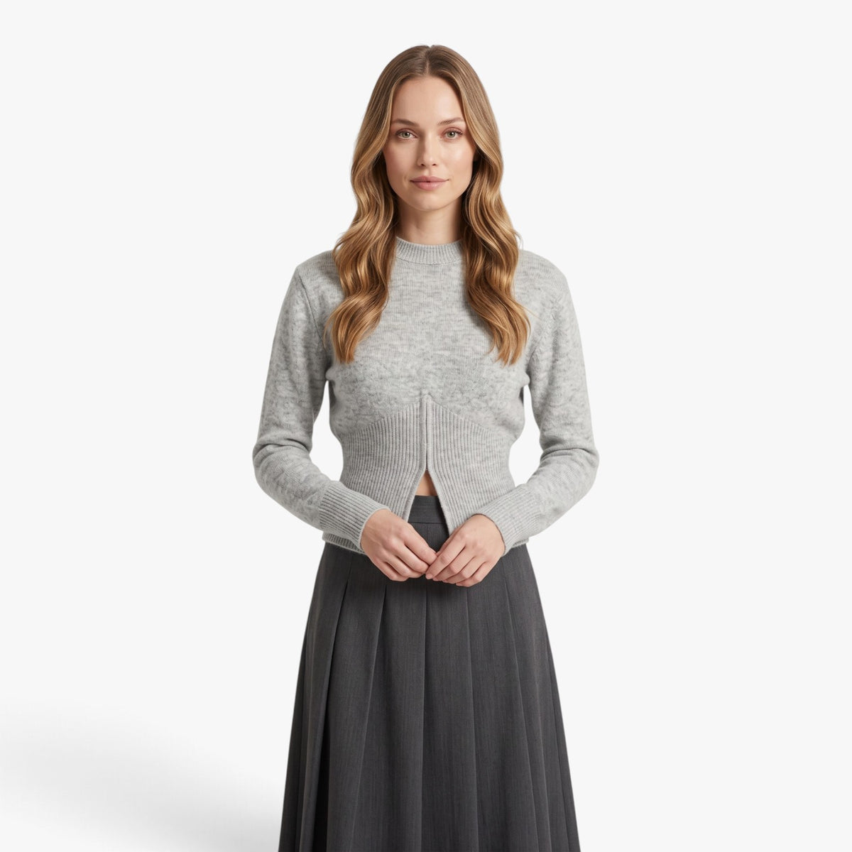 Old Fortune | Damenpullover mit Stehkragen und Schlitz vorne