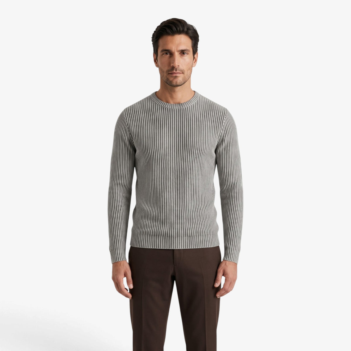 Old Fortune | Herrenpullover mit vertikalen Kontraststreifen