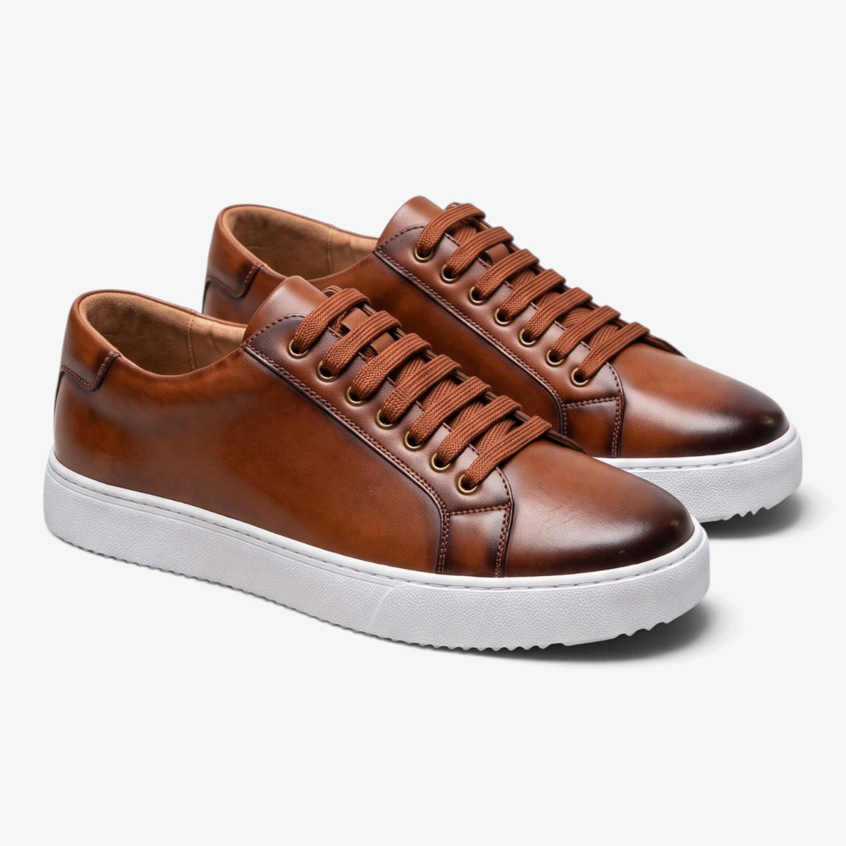 Old Fortune | Skórzane sneakersy sznurowane z grubą podeszwą