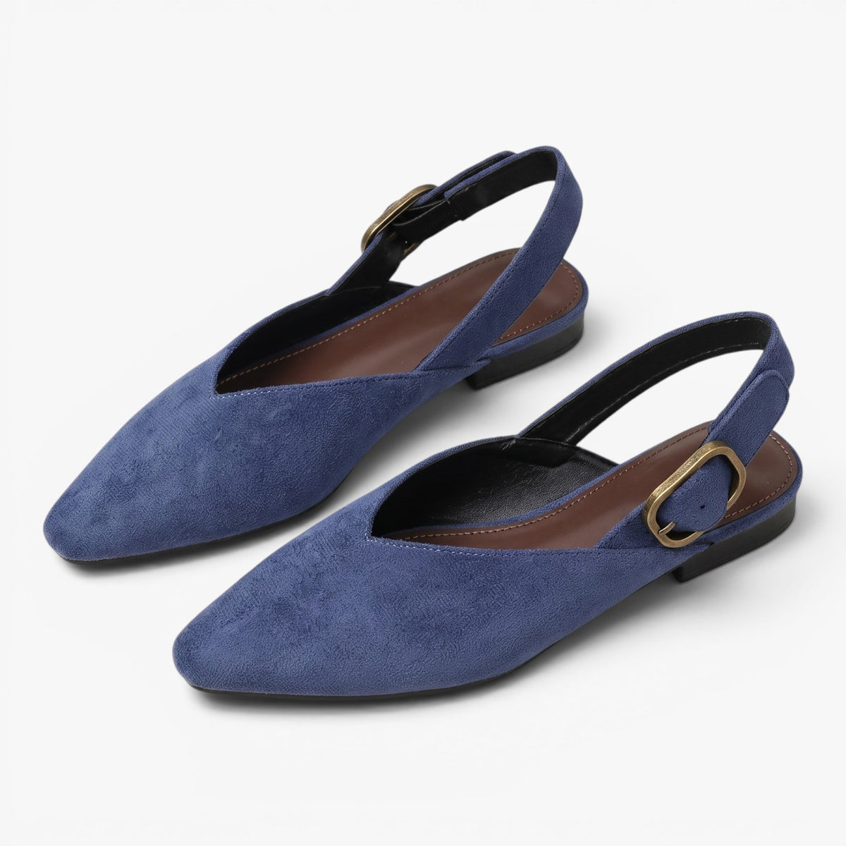 Old Fortune | Damskie Czółenka Slingback z Efektem Zamszu i Szpiczastym Noskiem
