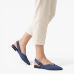Old Fortune | Damskie Czółenka Slingback z Efektem Zamszu i Szpiczastym Noskiem