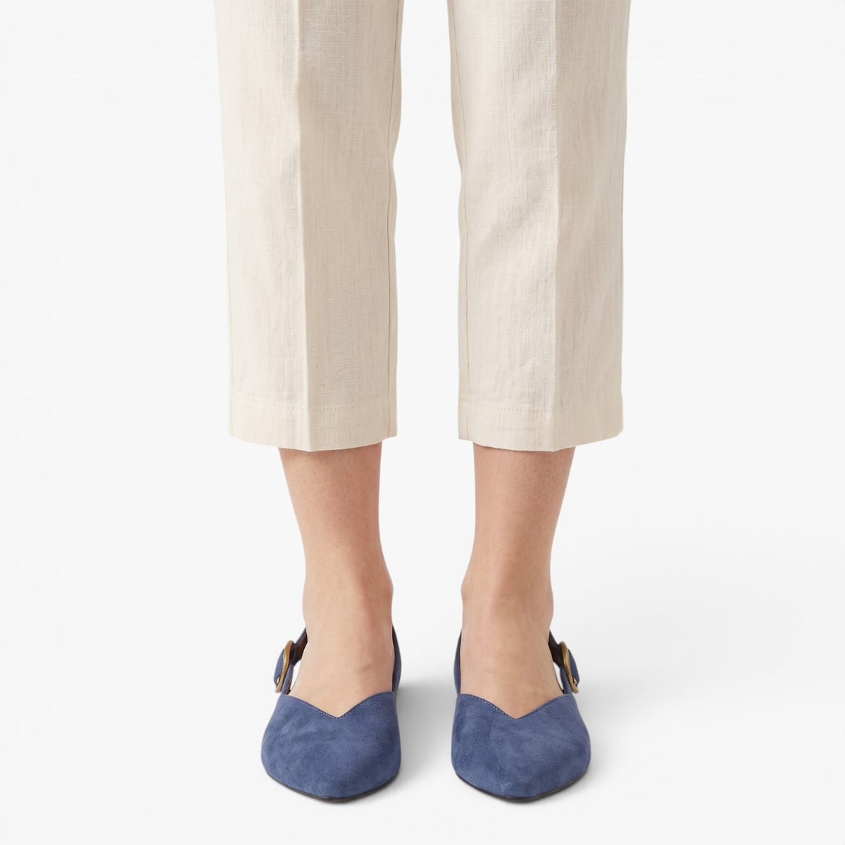 Old Fortune | Damskie Czółenka Slingback z Efektem Zamszu i Szpiczastym Noskiem