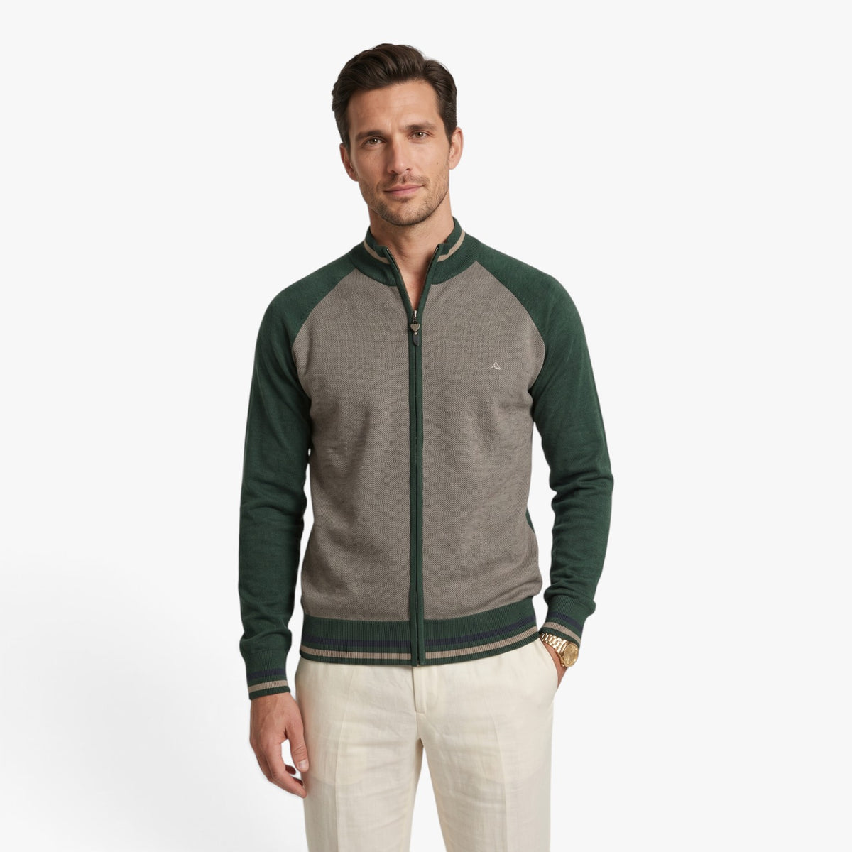 Old Fortune | Herren-Sweatshirt mit Stehkragen und Einsätzen