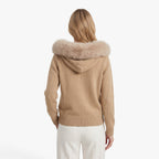 Old Fortune | Women's cardigan with a hood and fur trim