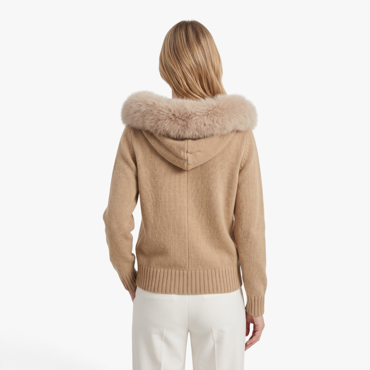 Old Fortune | Women's cardigan with a hood and fur trim