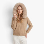 Old Fortune | Women's cardigan with a hood and fur trim