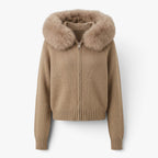 Old Fortune | Women's cardigan with a hood and fur trim