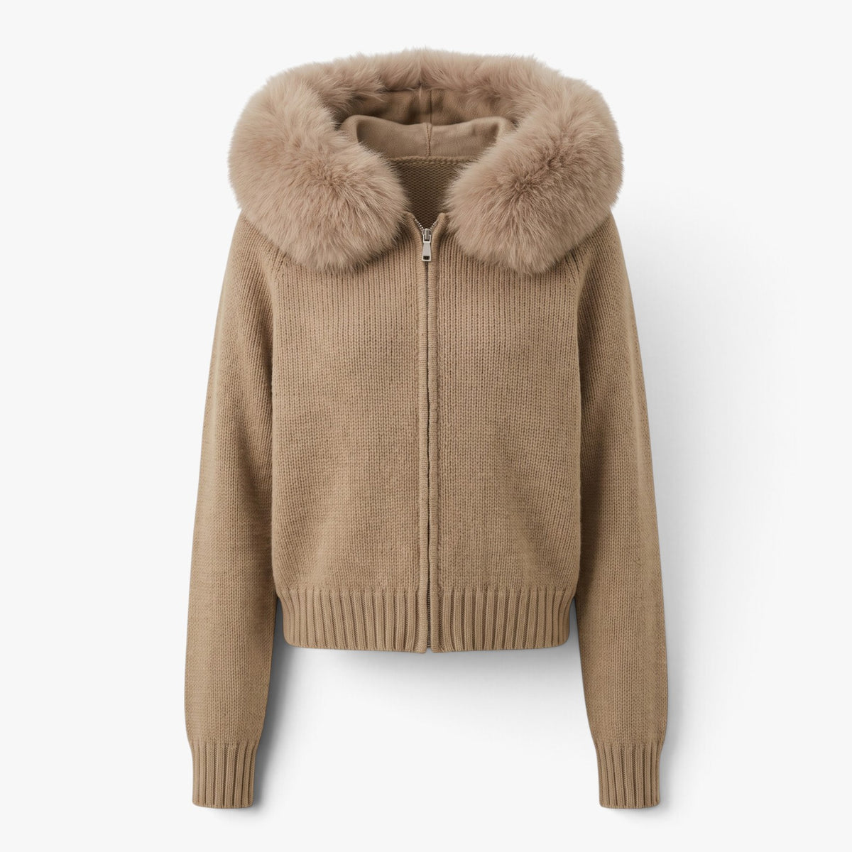 Old Fortune | Women's cardigan with a hood and fur trim