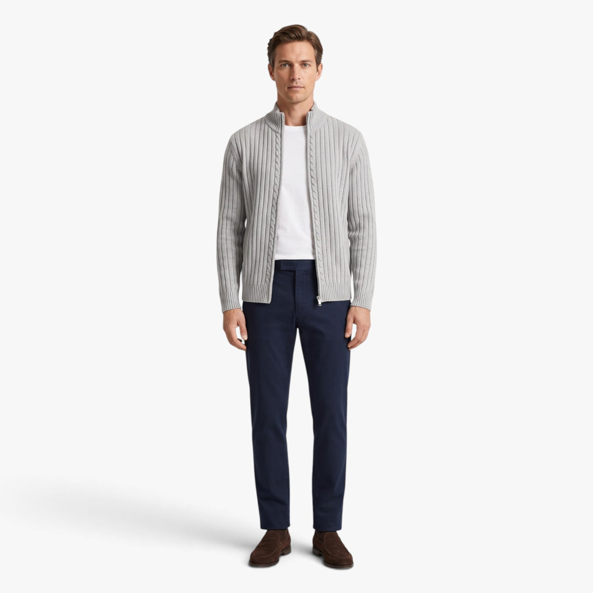Old Fortune | Geribd vest voor heren met ritssluiting