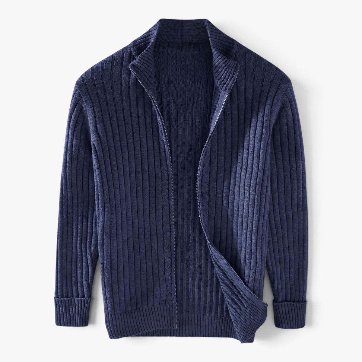 Old Fortune | Gerippte Herrenstrickjacke mit Reißverschluss