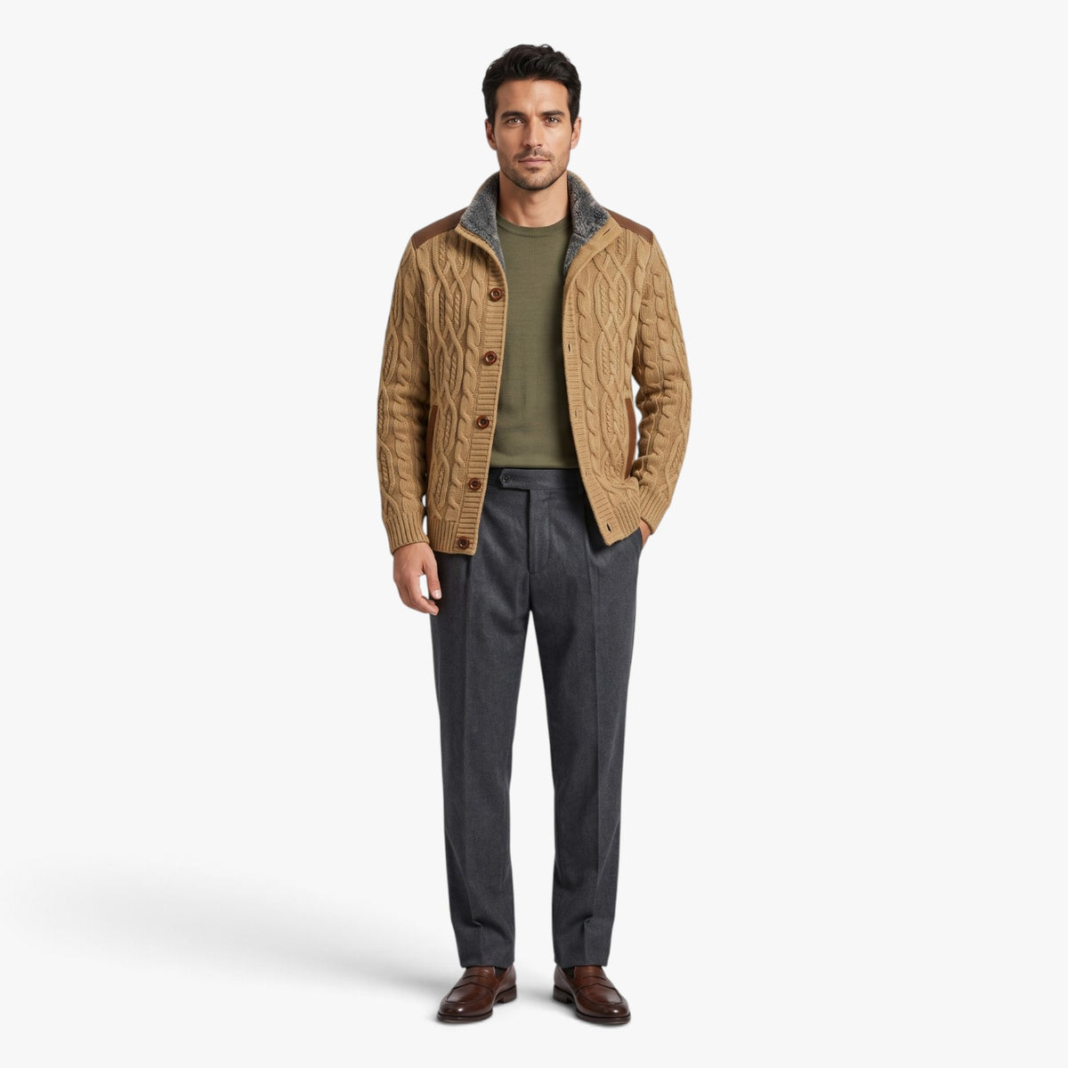 Old Fortune | Herren-Cardigan mit hohem Kragen