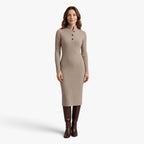Old Fortune | Fitted knit dress with a turtleneck and buttons