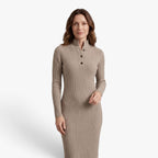 Old Fortune | Fitted knit dress with a turtleneck and buttons