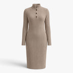 Old Fortune | Fitted knit dress with a turtleneck and buttons