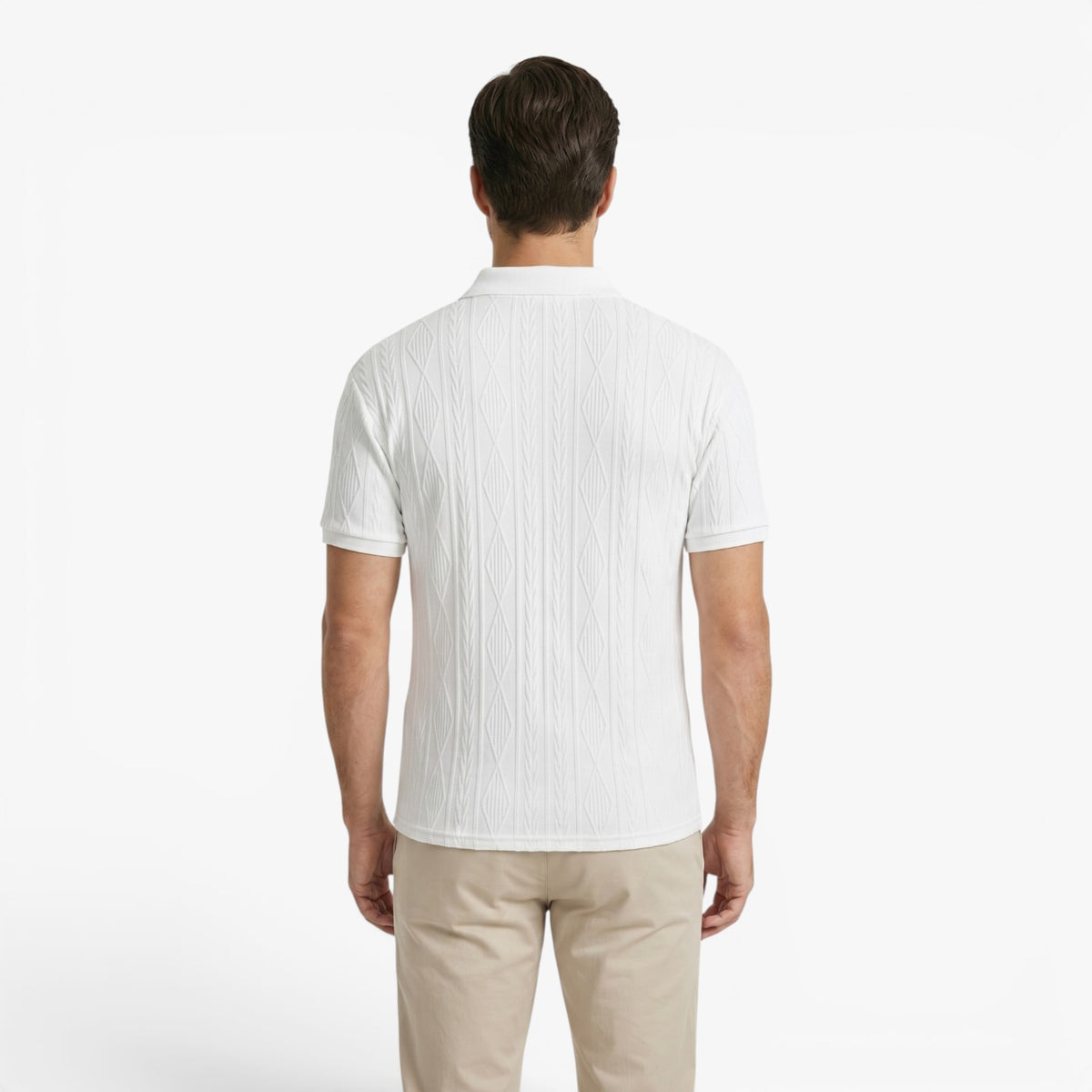Old Fortune | Heren polo met jacquardstructuur  