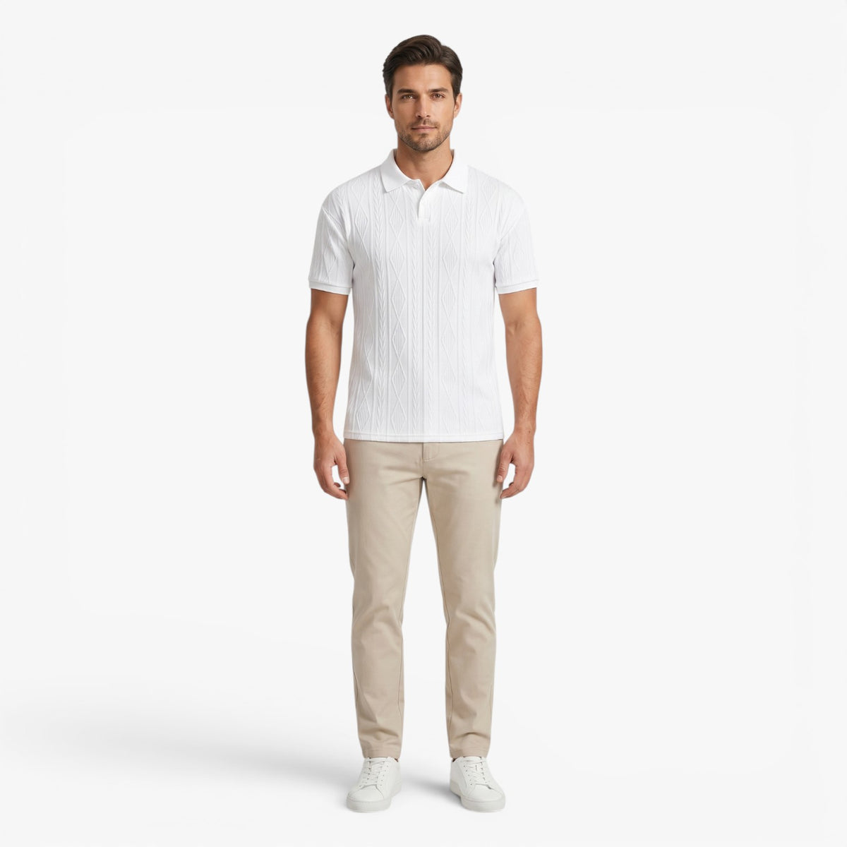 Old Fortune | Heren polo met jacquardstructuur  